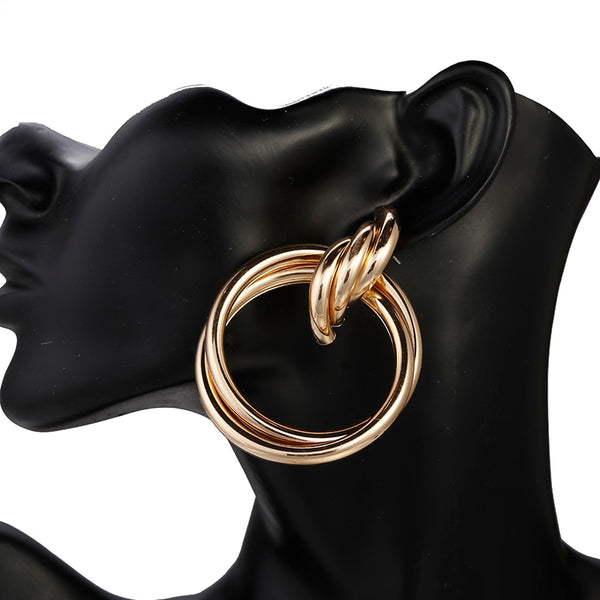 Oversized Round Drop Earrings - Earrings - Altanze