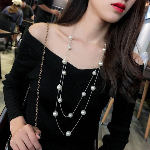 Double Layer Pearl Necklace - Necklace - Altanze