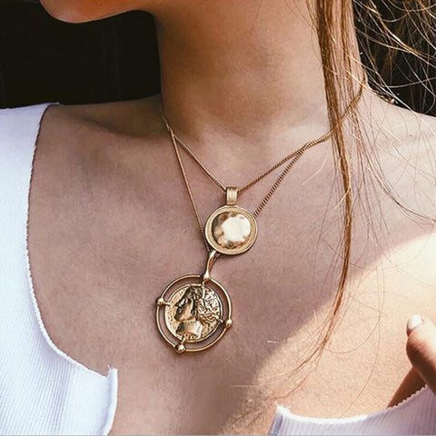 Layered Coin Chain Necklace - Necklace - Altanze