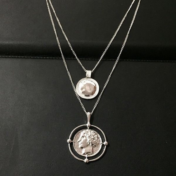 Layered Coin Chain Necklace - Necklace - Altanze