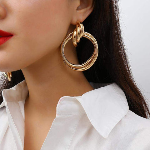 Oversized Round Drop Earrings - Earrings - Altanze