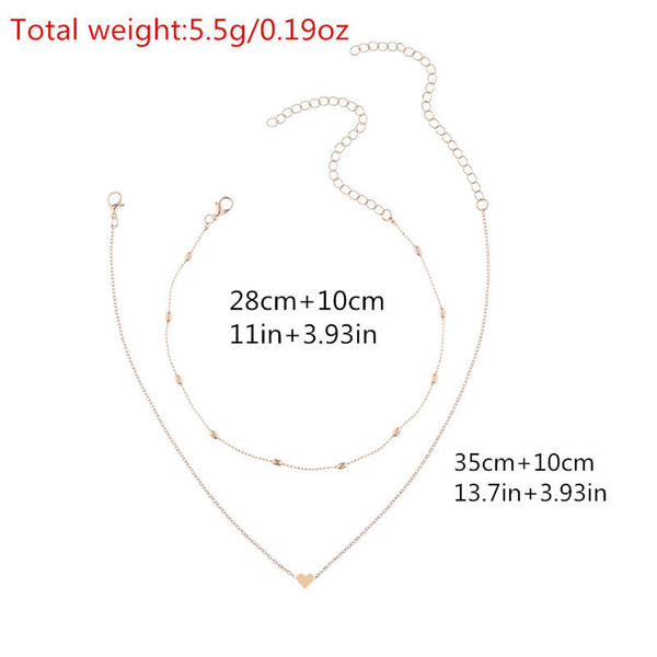 Two layers Heart Choker Necklace - Necklace - Altanze