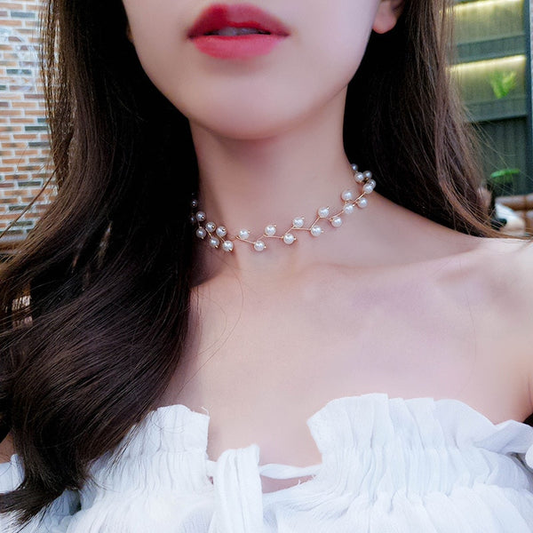 Pearl Beads Choker Necklace - Necklace - Altanze