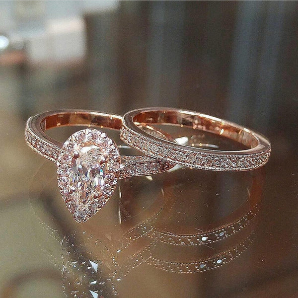 Tear Drop + Paved Ring Set - Ring - Altanze