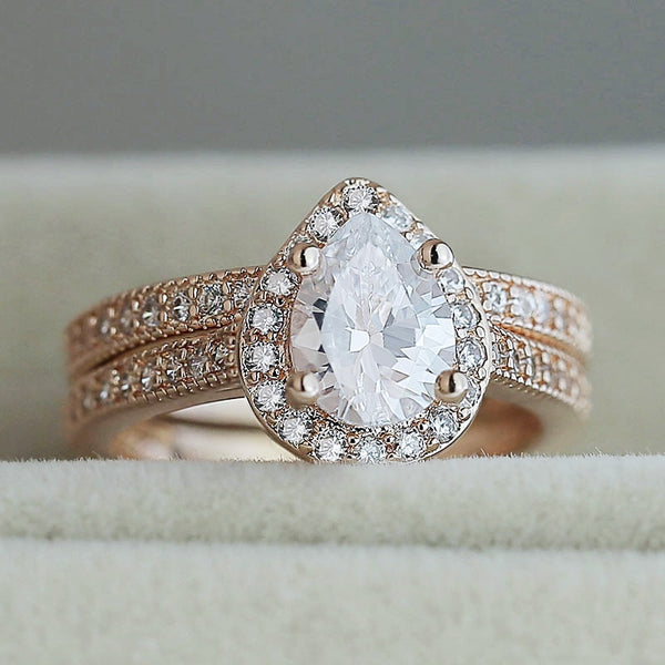 Tear Drop + Paved Ring Set - Ring - Altanze