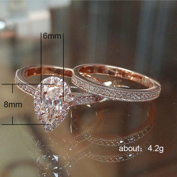 Tear Drop + Paved Ring Set - Ring - Altanze