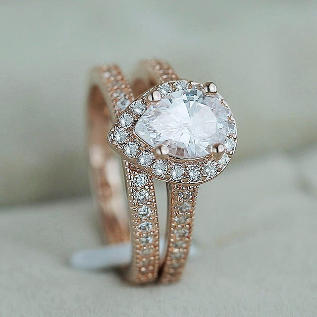 Tear Drop + Paved Ring Set - Ring - Altanze
