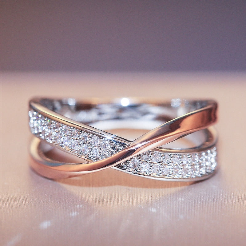 Two Tone X Shape Cross Ring - Ring - Altanze