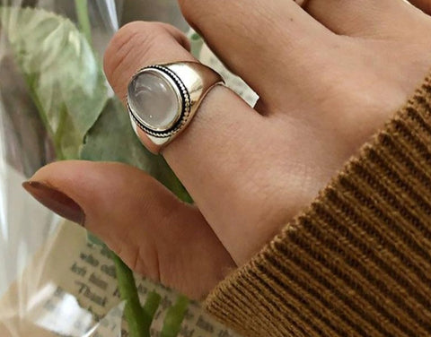 White Agate Sterling Silver Ring - Ring - Altanze