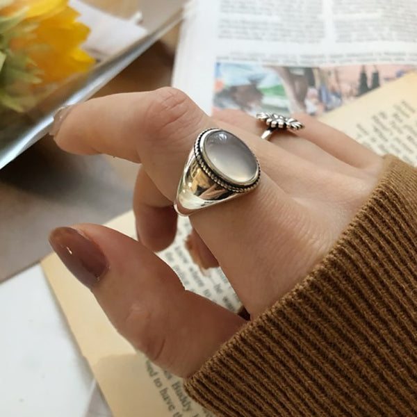 White Agate Sterling Silver Ring - Ring - Altanze