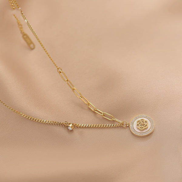 White Shell Camellia Necklace - Necklace - Altanze