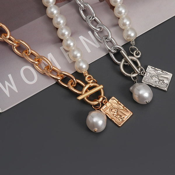 Pearl Chain Choker Necklace - Necklace - Altanze