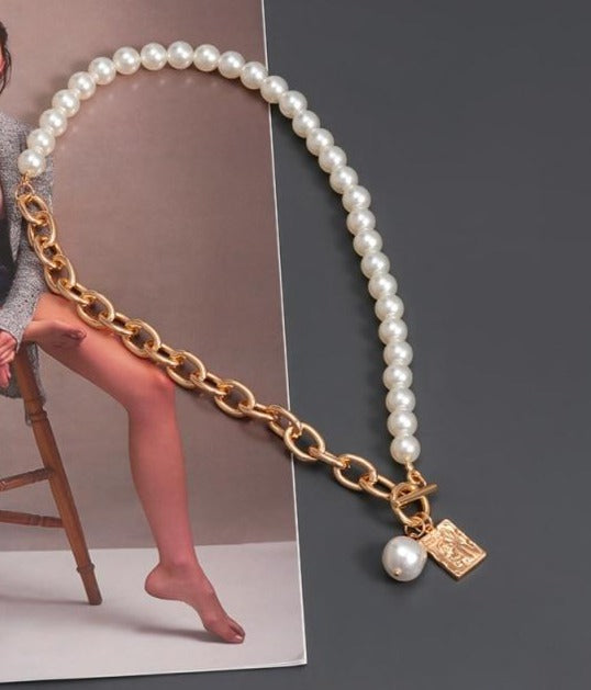 Pearl Chain Choker Necklace - Necklace - Altanze