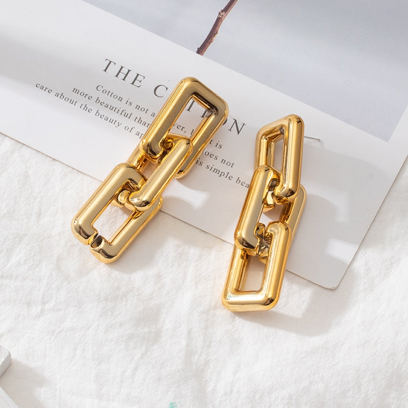 Square Chain Linked Earrings - Earrings - Altanze