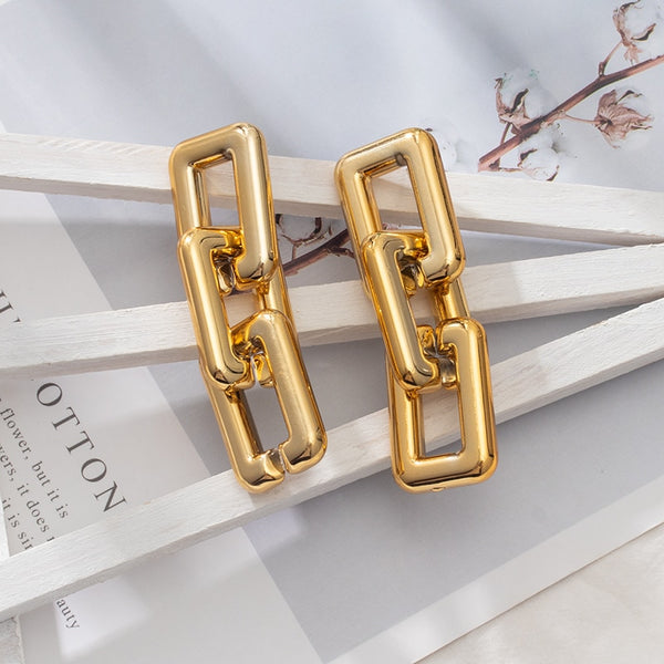 Square Chain Linked Earrings - Earrings - Altanze