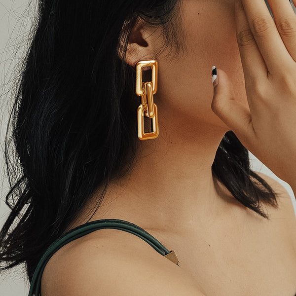 Square Chain Linked Earrings - Earrings - Altanze