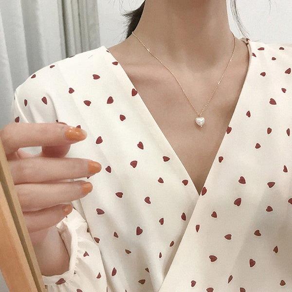 Elegant Pearl Heart Necklace - Necklace - Altanze
