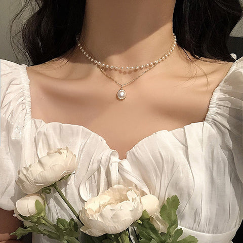 Layered Pearl Choker Necklace - Necklace - Altanze