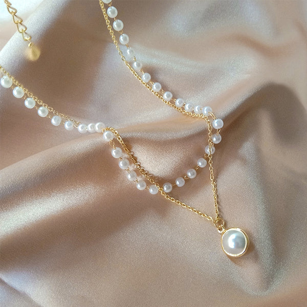 Layered Pearl Choker Necklace - Necklace - Altanze