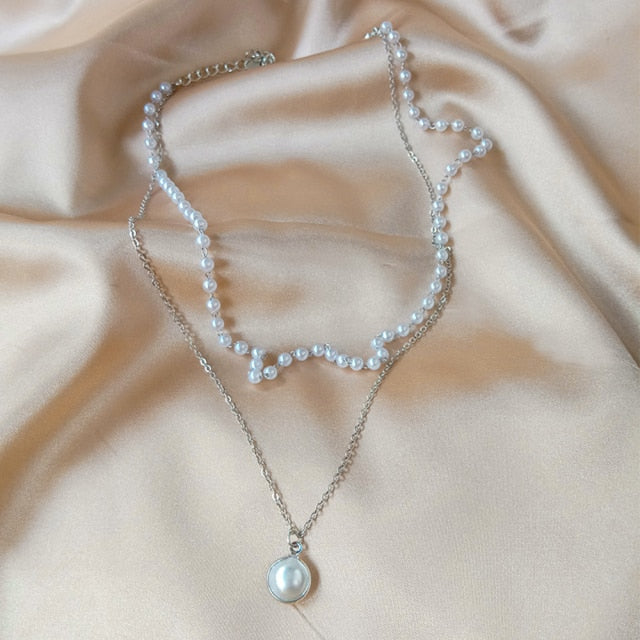 Layered Pearl Choker Necklace - Necklace - Altanze