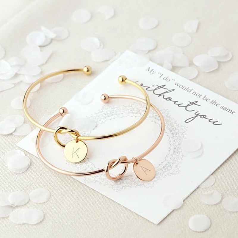 Initial Charm Love Knot Bracelet - Bracelet - Altanze