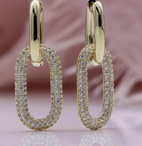 Long Natural Zircon Link Earrings - Earrings - Altanze
