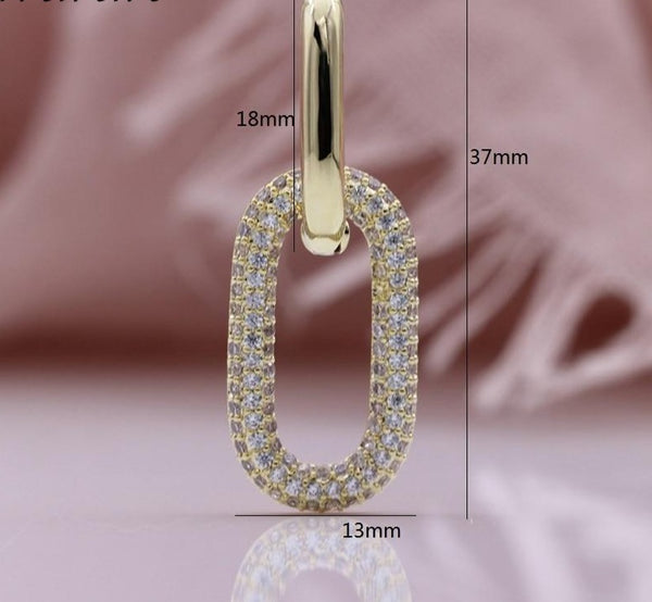 Long Natural Zircon Link Earrings - Earrings - Altanze