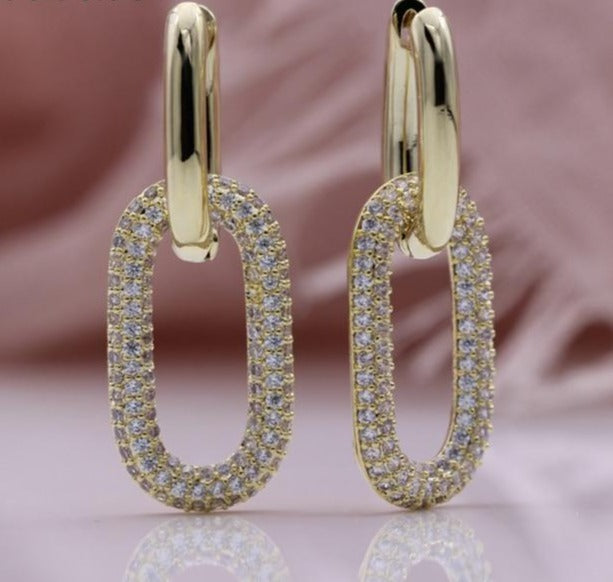 Long Natural Zircon Link Earrings - Earrings - Altanze
