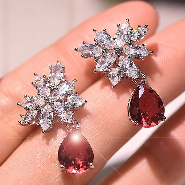 Dangle Red Waterdrop Earrings - Earrings - Altanze