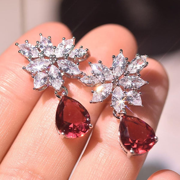 Dangle Red Waterdrop Earrings - Earrings - Altanze