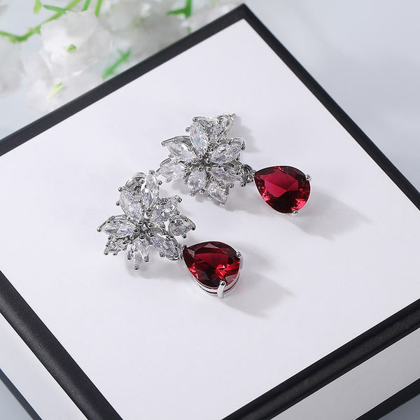 Dangle Red Waterdrop Earrings - Earrings - Altanze