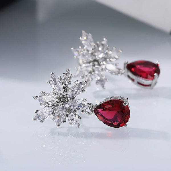 Dangle Red Waterdrop Earrings - Earrings - Altanze