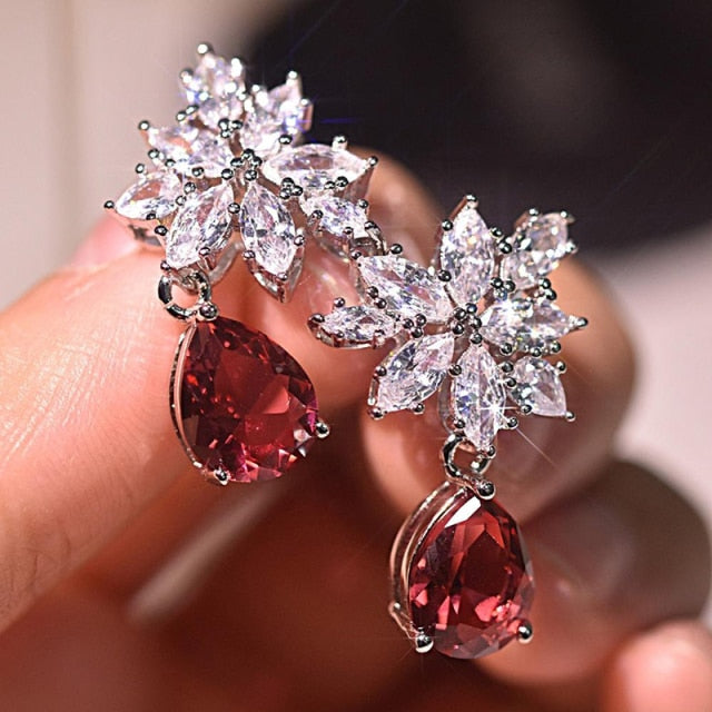 Dangle Red Waterdrop Earrings - Earrings - Altanze