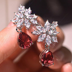 Dangle Red Waterdrop Earrings - Earrings - Altanze