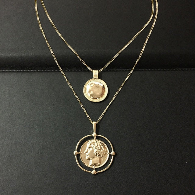 Layered Coin Chain Necklace - Necklace - Altanze